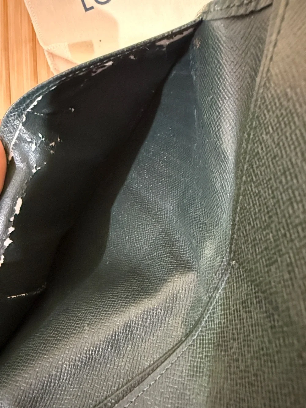 Louis Vuitton Dark Green Textured Leather Long Wallet Louis Vuitton credit card💳 - Picture 9 of 11